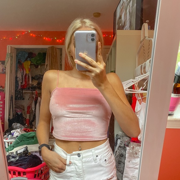 Tops - pink velvet tank